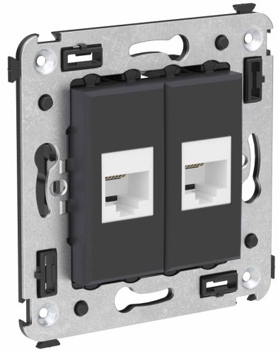 Розетка телефонная без рамки DKC Avanti 2-м. RJ12+RJ12 черный матовый картинка